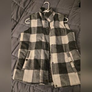 Plaid Black and White Vest